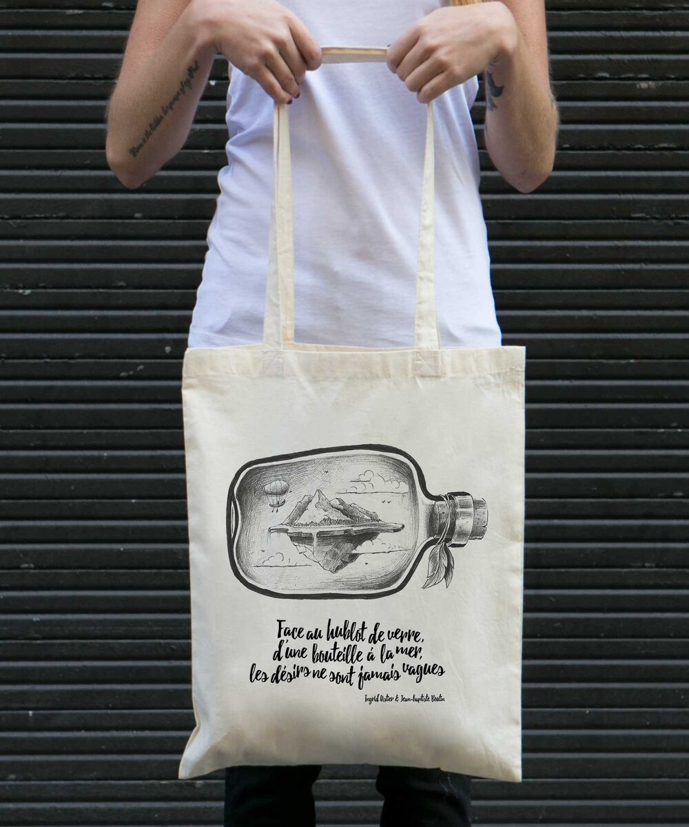 Tote Bag Bouteille À La Mer de couleur Écru