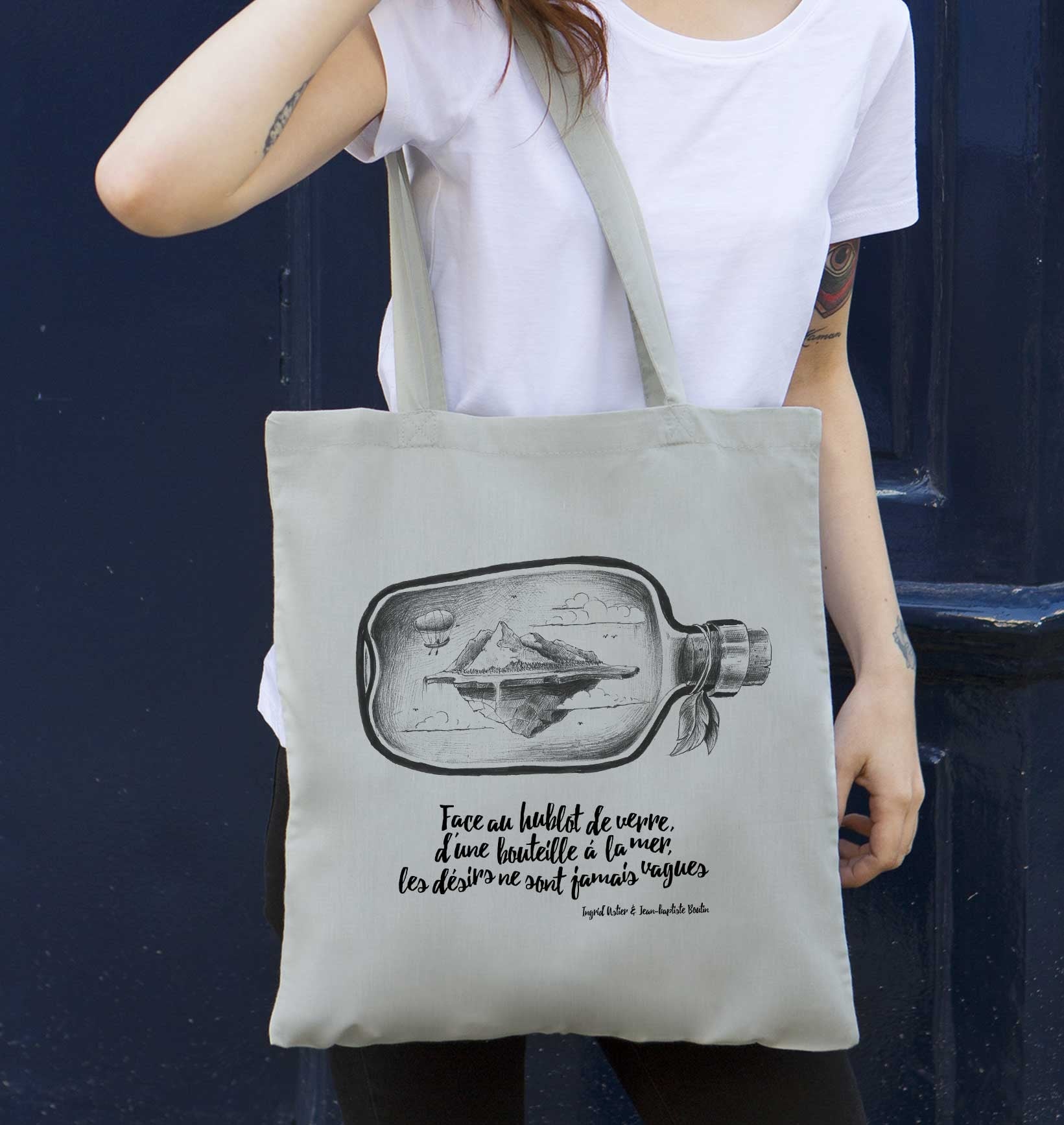 Tote Bag Bouteille À La Mer de couleur Écru par Coontak