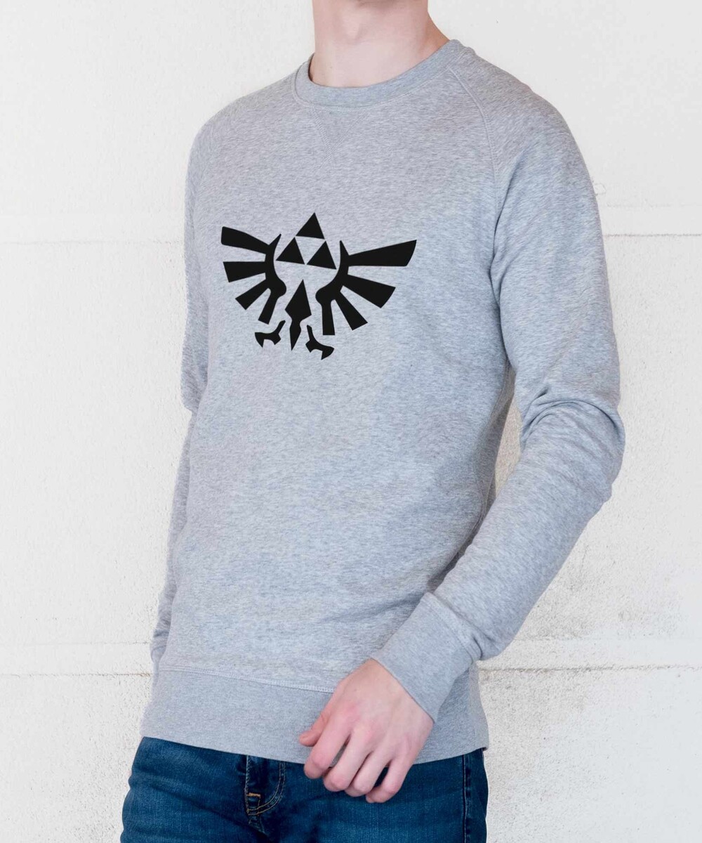 Sweat pour Homme Triforce de couleur Gris chiné