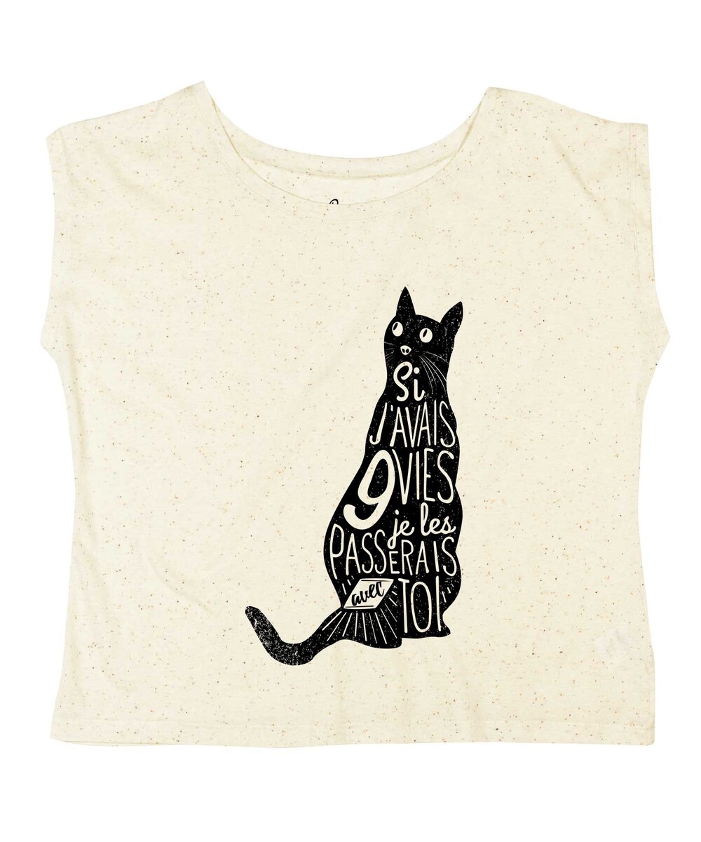 T-shirt pour Femme Loose 9 Vies de couleur Gris chiné