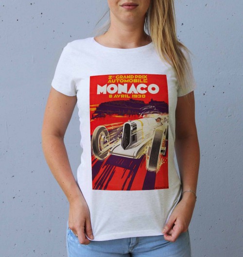 T-shirt pour Femme Femme Monaco GP 1930 de couleur Blanc
