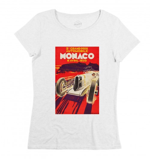 T-shirt pour Femme Femme Monaco GP 1930 de couleur Blanc