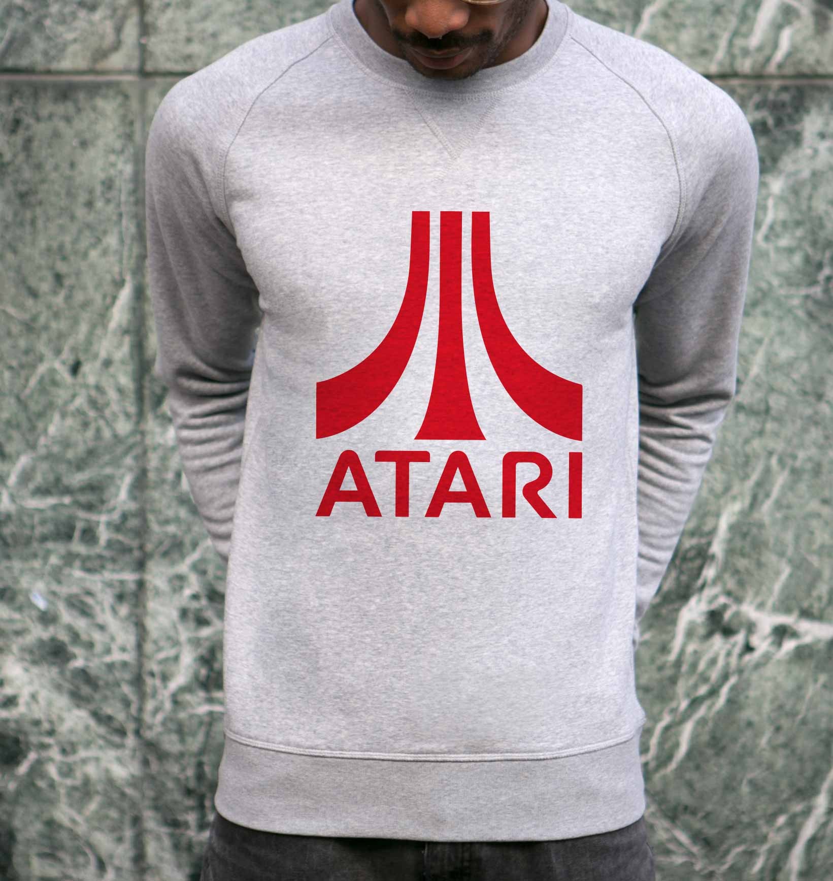 Sweat Atari Logo Rouge de couleur Gris chiné