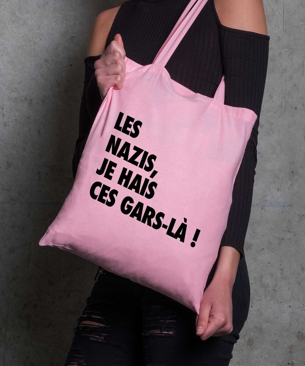 Tote Bag Je hais ces gars-là de couleur Rose