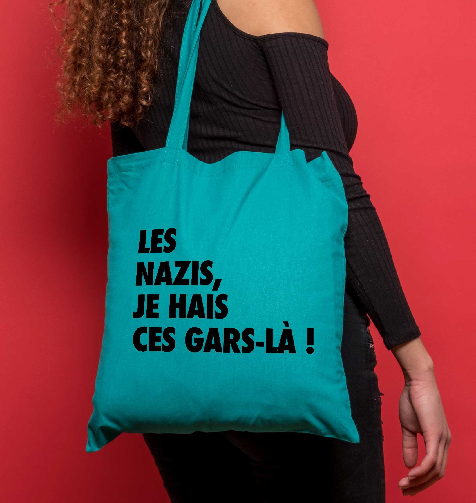 Tote Bag Les Nazis Je Hais Ces Gars-Là de couleur Rose