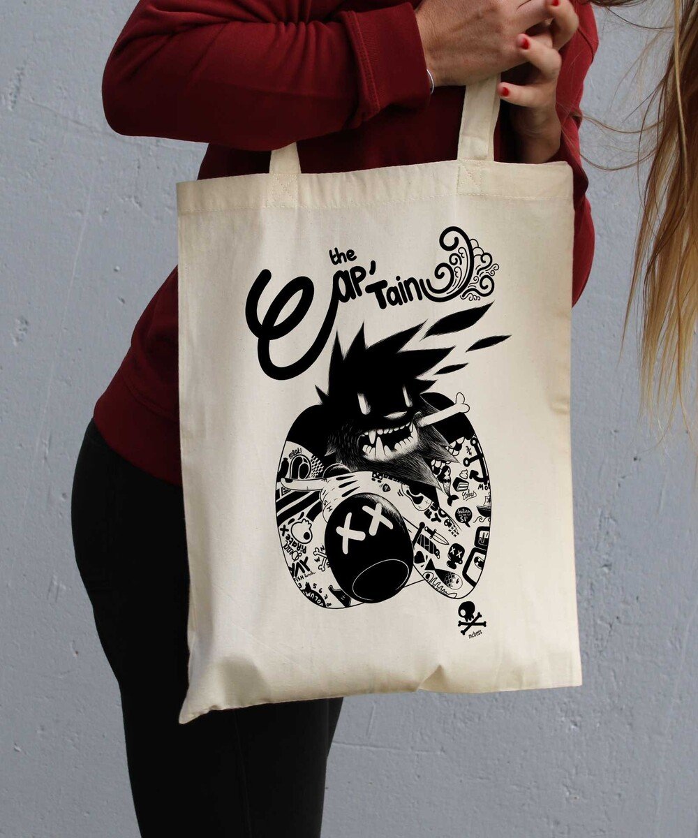Tote Bag Bob The Captain de couleur Crème