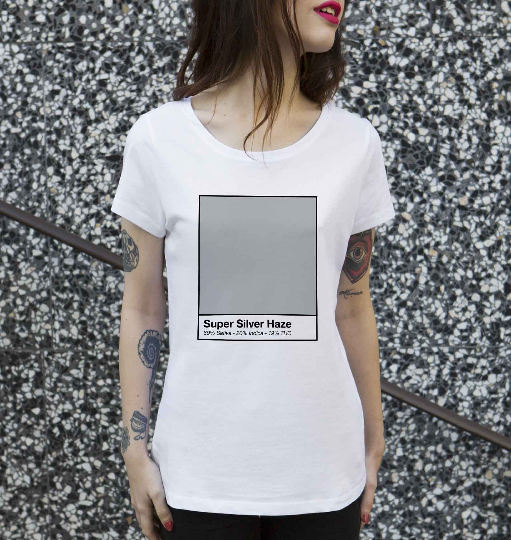 T-shirt Femme Super Silver Haze de couleur Blanc