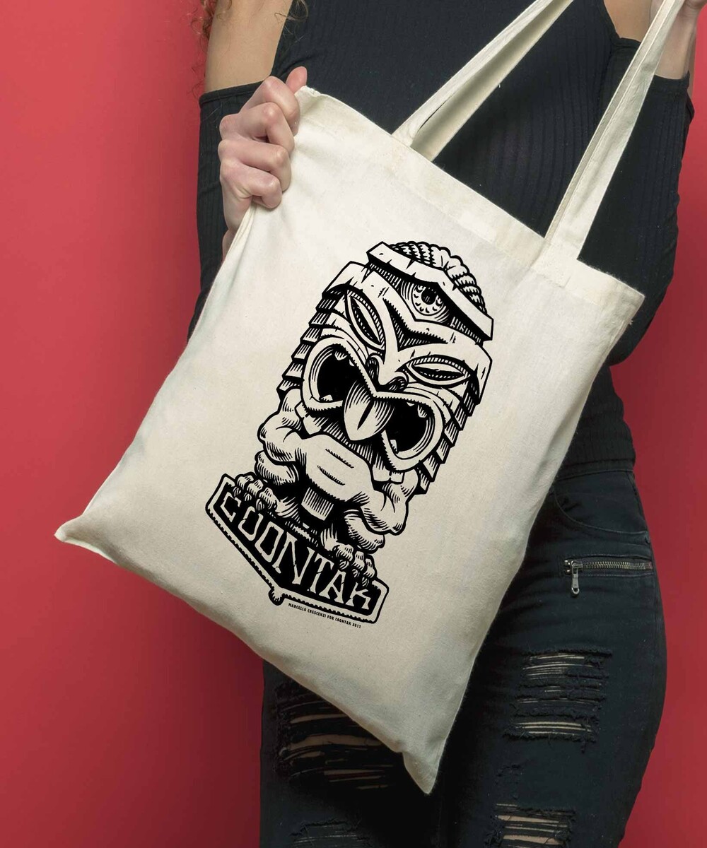 Tote Bag Tiki de couleur Écru