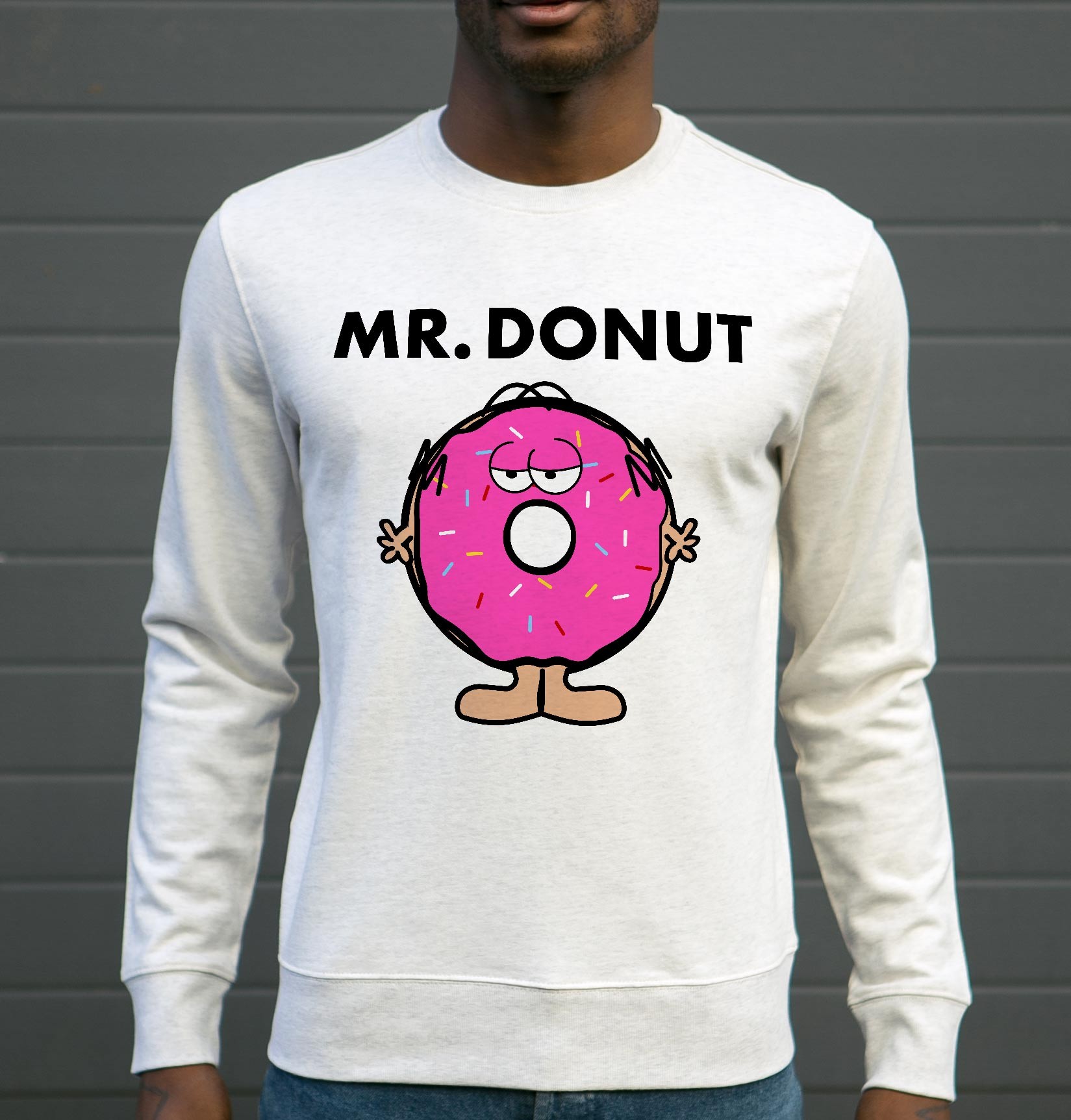 Sweat Mister Donut de couleur Gris chiné