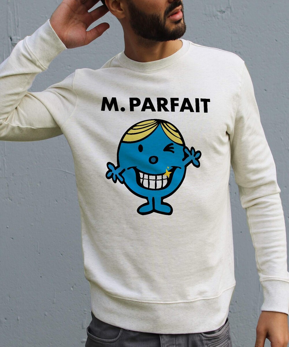 Sweat pour Homme Monsieur Parfait de couleur Beige chiné
