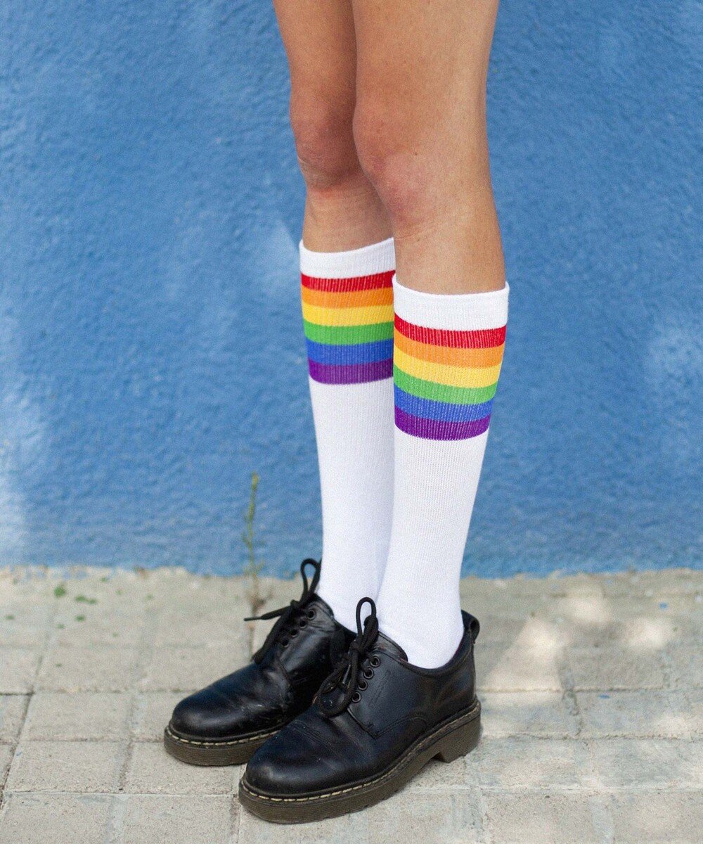 Chaussettes Rainbow Pride de couleur Blanc