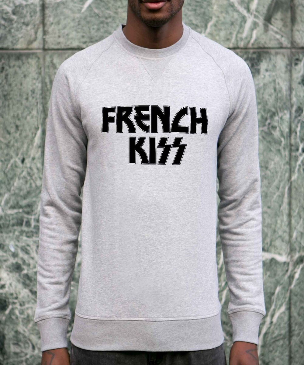 Sweat pour Homme French Kiss de couleur Gris chiné