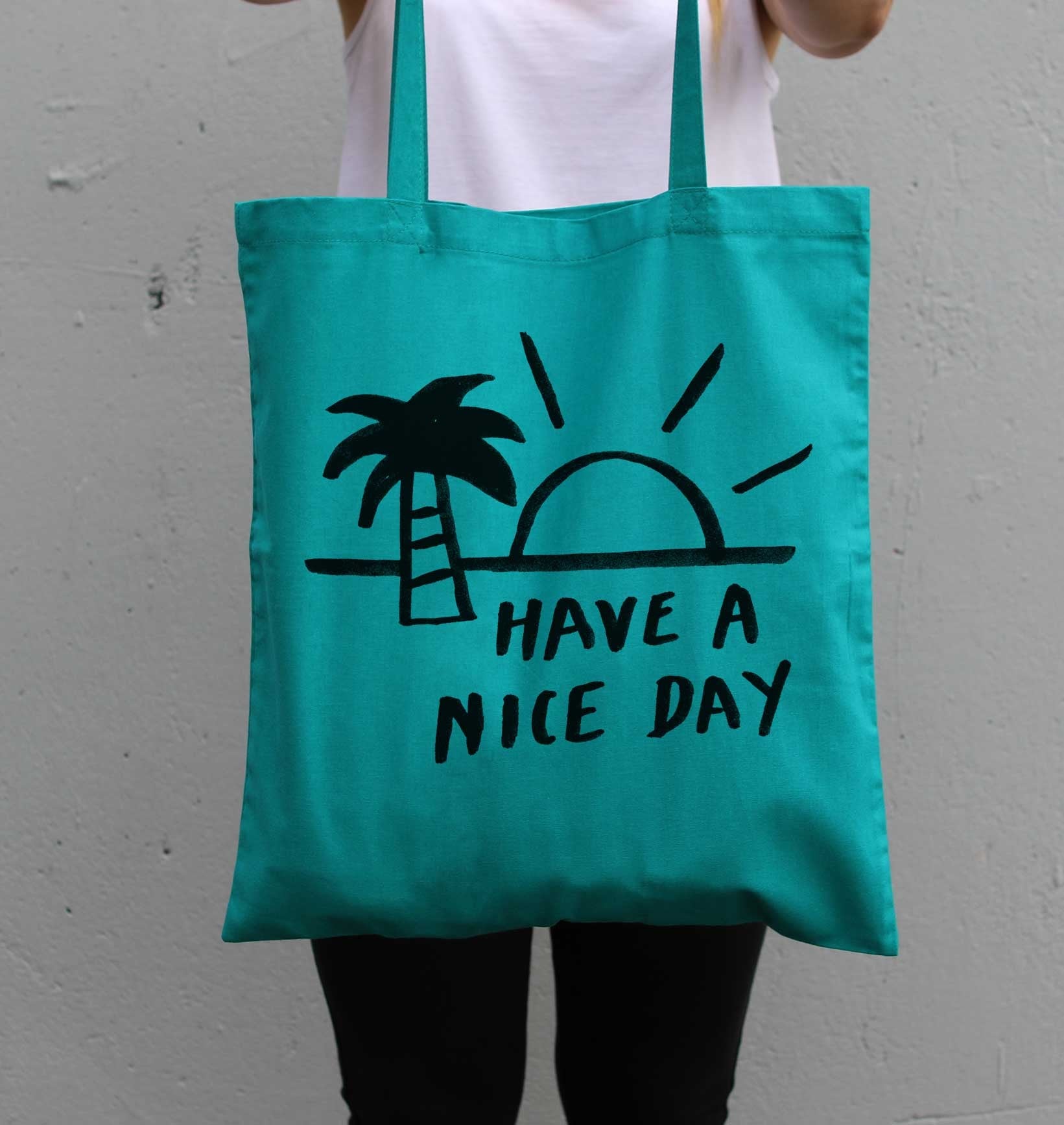 Tote Bag Have A Nice Day de couleur Bleu par Aecho