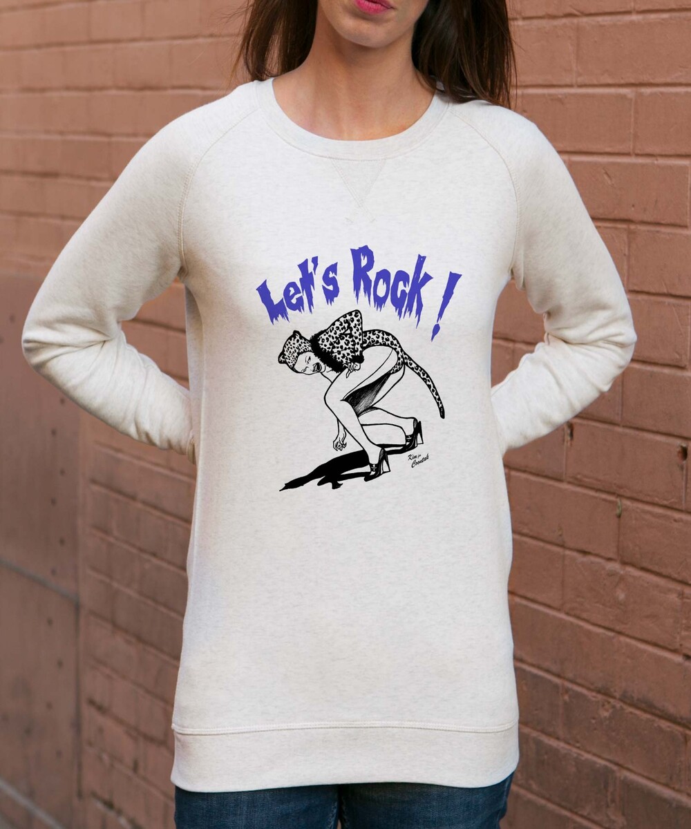 Sweat pour Femme Let's Rock de couleur Beige chiné