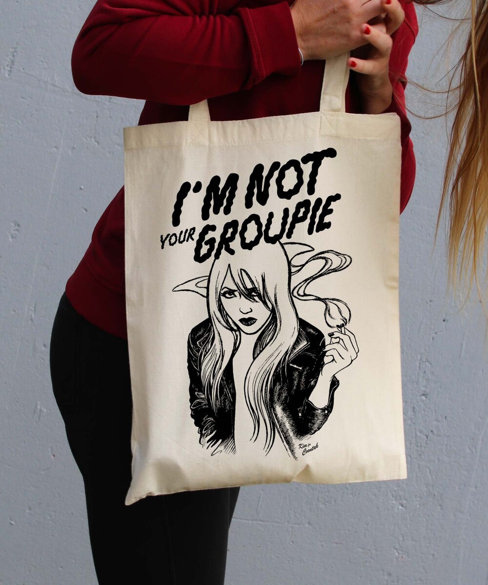 Tote Bag Not Your Groupie de couleur Crème