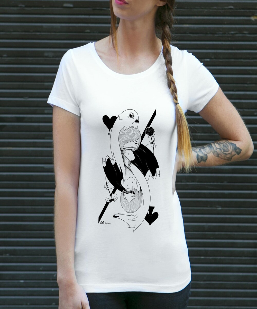 T-shirt pour Femme Card Girl de couleur Blanc