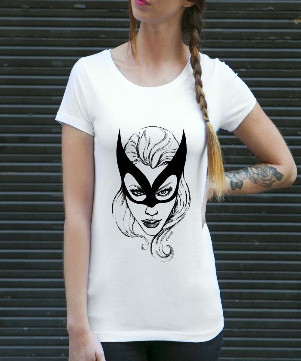 T-shirt pour Femme Catwoman de couleur Blanc