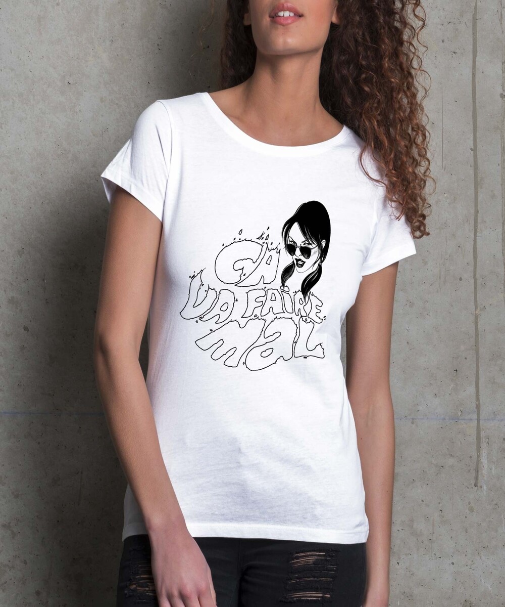 T-shirt pour Femme Ca Va Faire Mal de couleur Blanc
