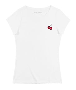 T-shirt pour Femme Femme Pixel Cerise de couleur Blanc