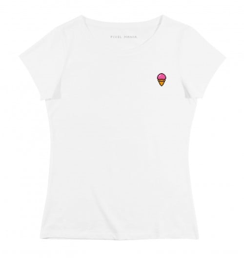 T-shirt pour Femme Femme Pixel Glace de couleur Blanc