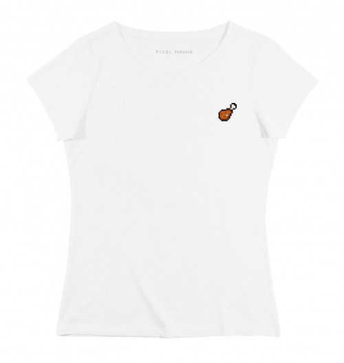 T-shirt pour Femme Femme Pixel Chicken de couleur Blanc