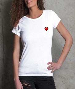 T-shirt à col rond Femme Pixel Coeur