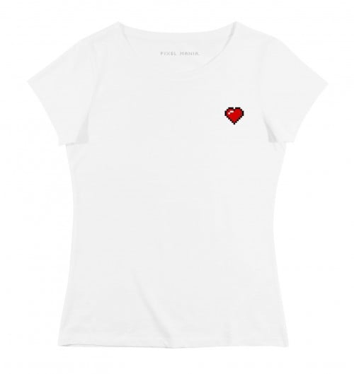 T-shirt pour Femme Femme Pixel Coeur de couleur Blanc