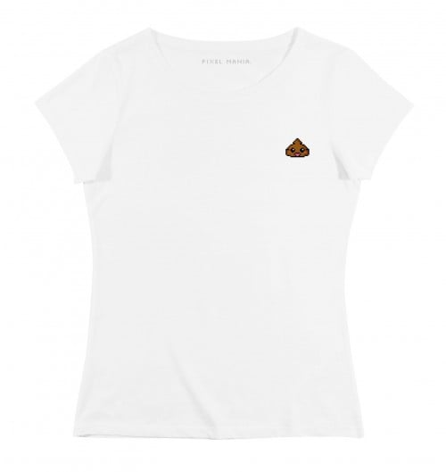 T-shirt pour Femme Femme Pixel Poop de couleur Blanc