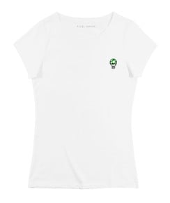 T-shirt pour Femme Femme Pixel 1UP de couleur Blanc