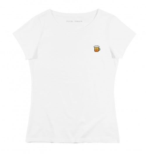 T-shirt pour Femme Femme Pixel Bière de couleur Blanc