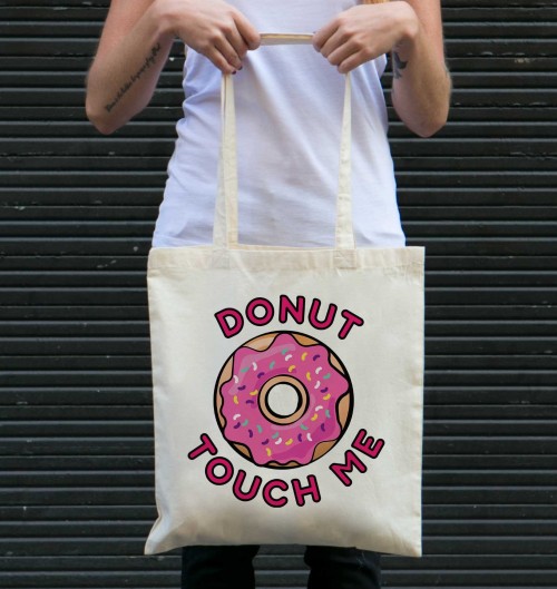 Tote Bag Donut Touch Me de couleur Écru