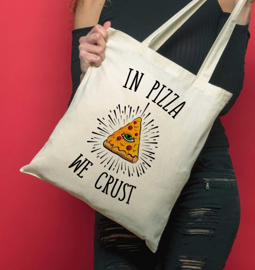 Tote Bag In Pizza We Crust de couleur Écru