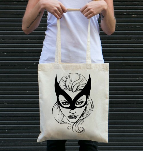 Tote Bag Catwoman de couleur Écru