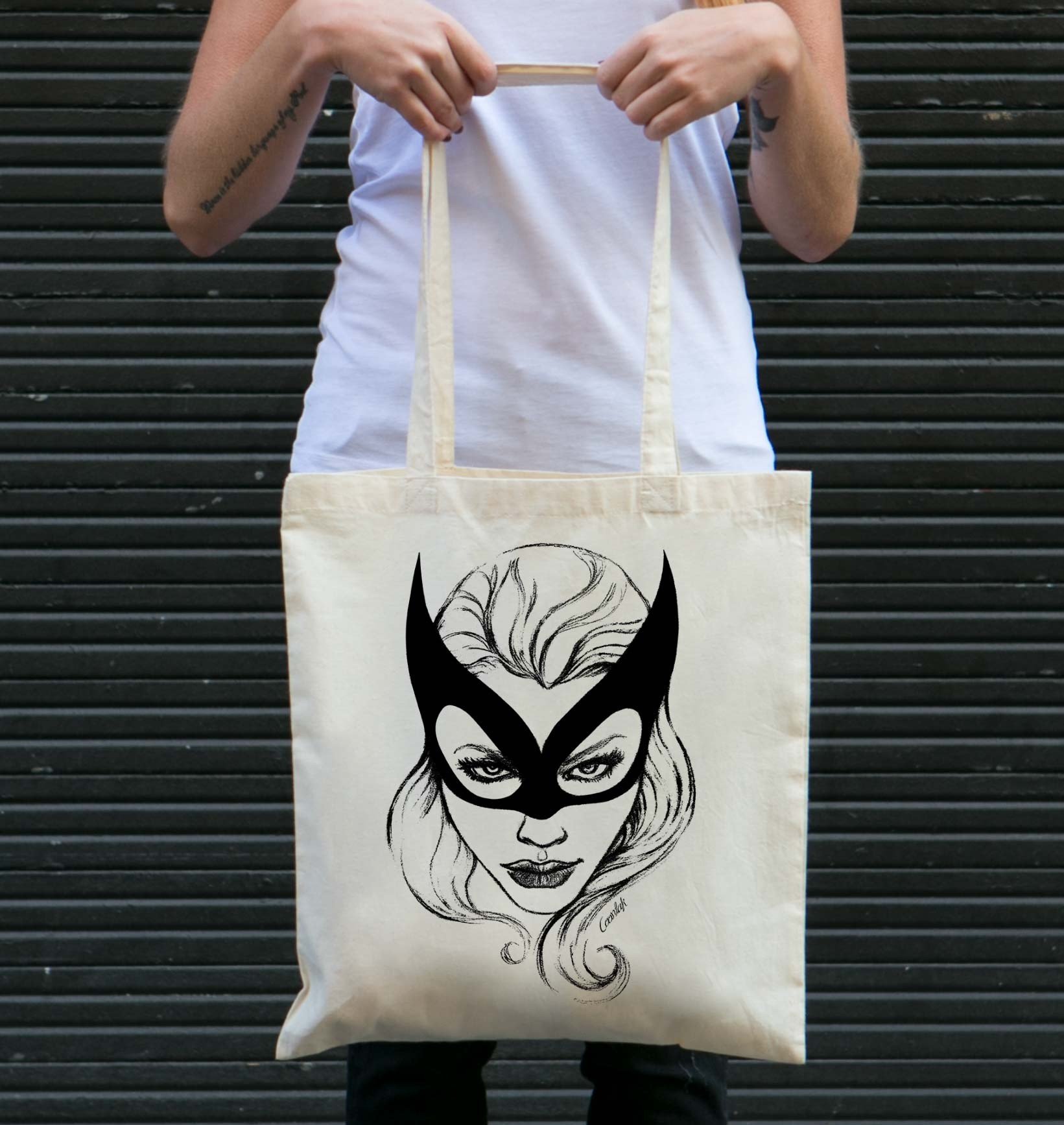 Tote Bag Catwoman de couleur Écru par Coontak