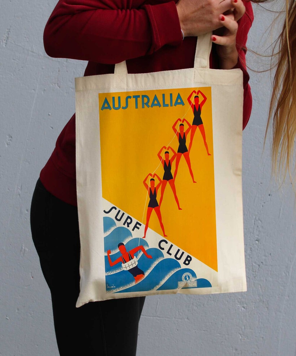Tote Bag Australia Surf Club de couleur Crème