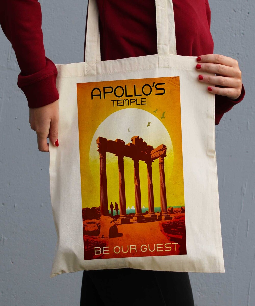 Tote Bag Temple d'Apollon de couleur Crème