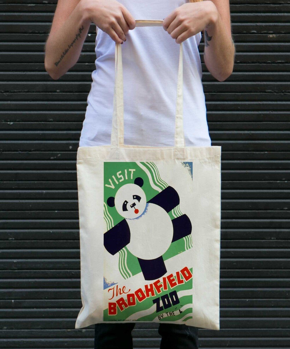 Tote Bag Panda Zoo De Brookfield de couleur Crème