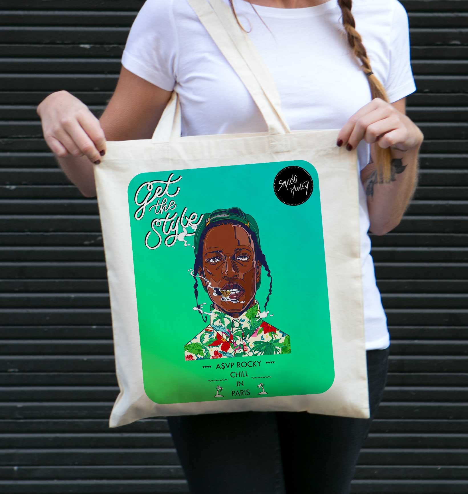 Tote Bag A$AP Rocky de couleur Écru par Smiling Paris