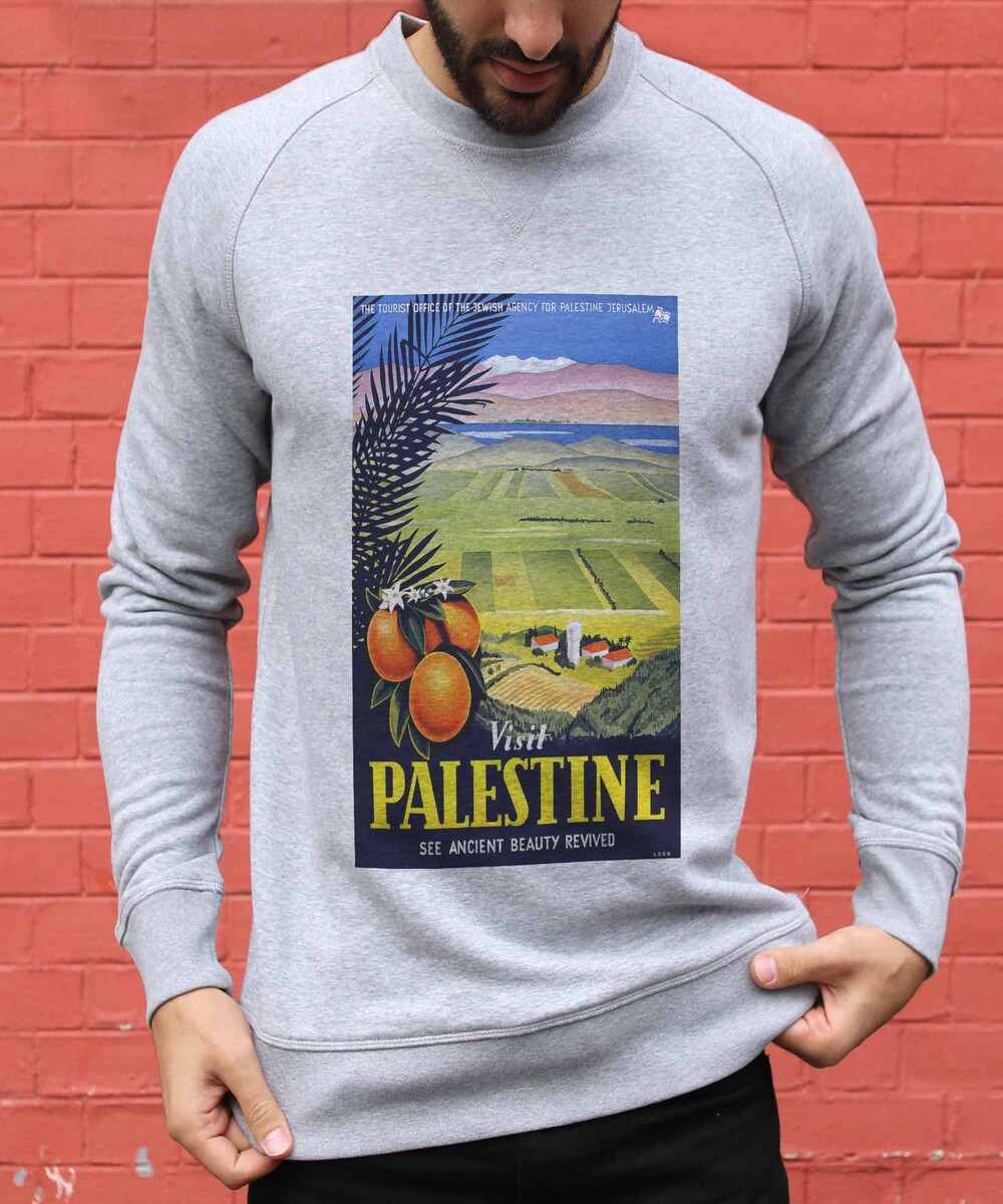 Sweat pour Homme Palestine Oranges de couleur Gris chiné