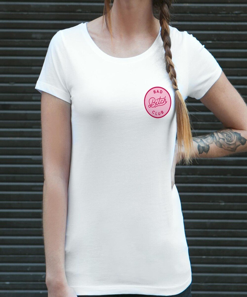 T-shirt pour Femme Bad Bitch Club de couleur Blanc