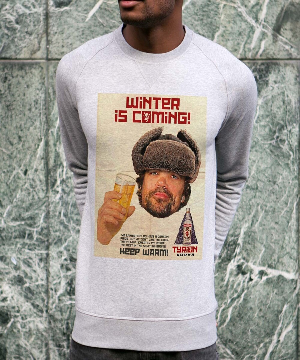 Sweat pour Homme Winter Is Coming de couleur Gris chiné