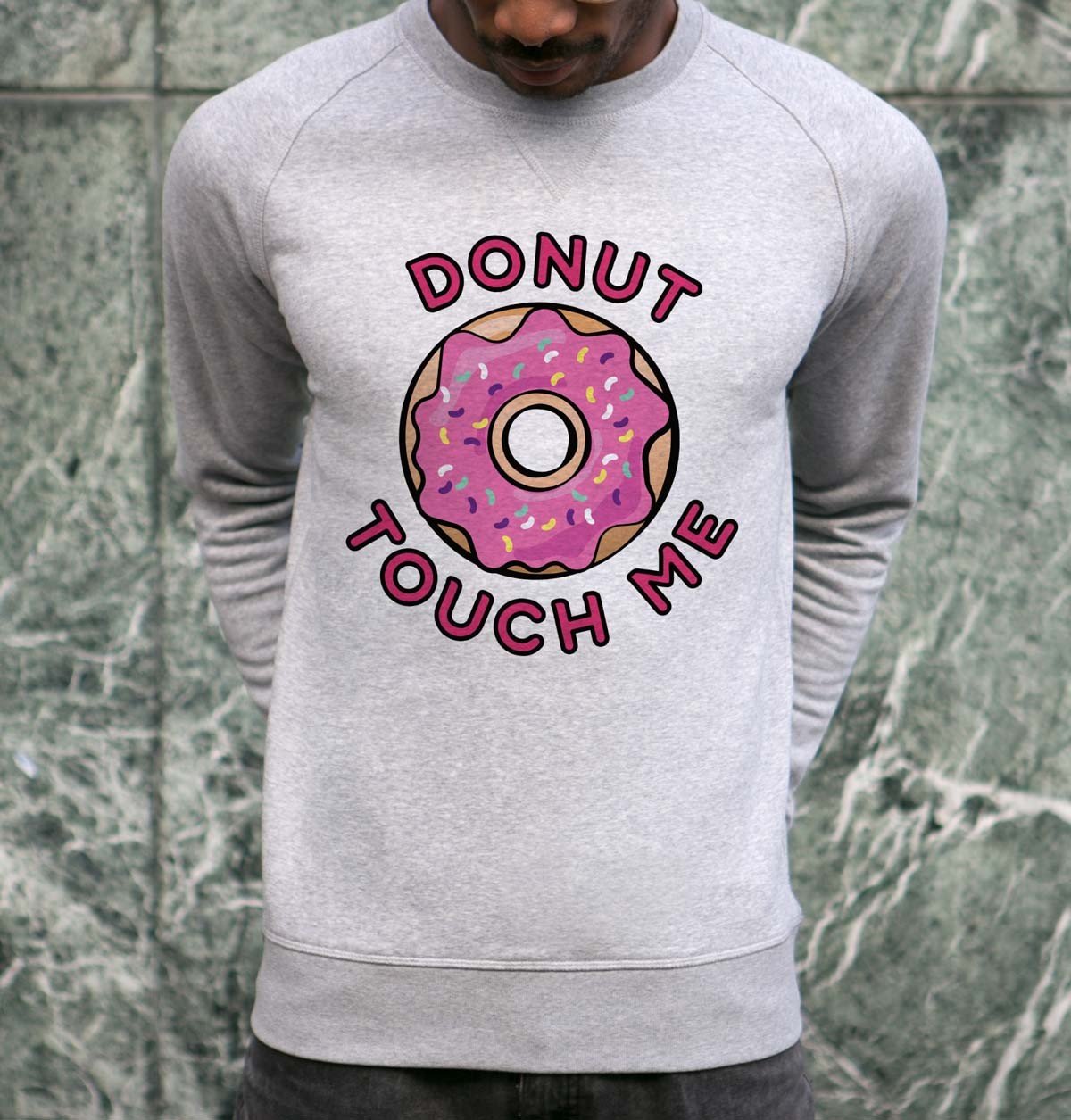 Sweat Donut Touch Me de couleur Gris chiné