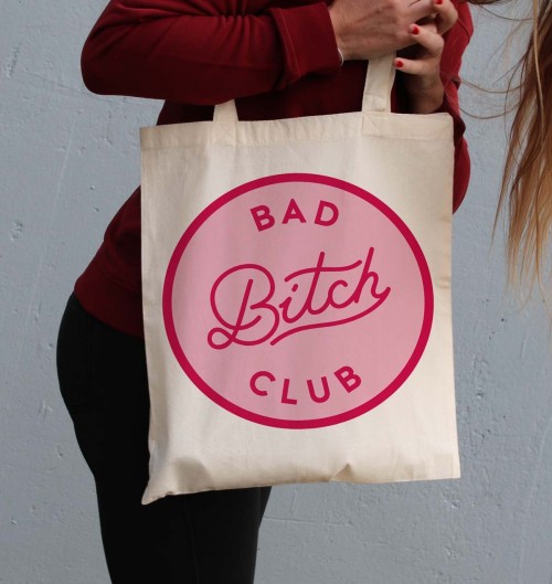 Tote Bag pour Femme Bad Bitch Club de couleur Écru