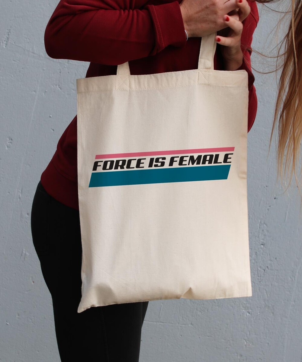 Tote Bag pour Femme Force Is Female de couleur Crème