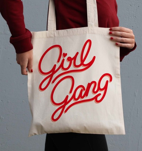 Tote Bag pour Femme Girl Gang de couleur Écru
