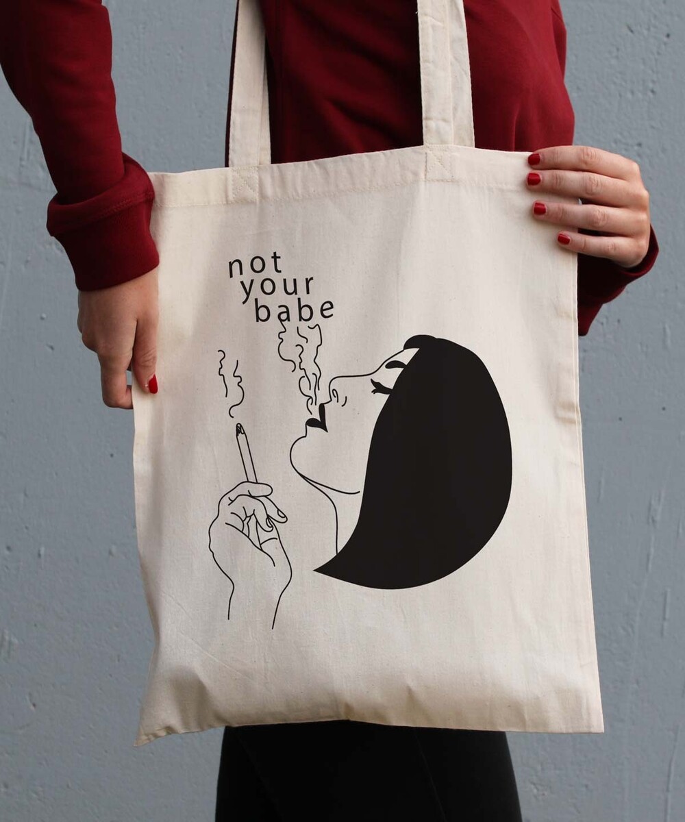 Tote Bag pour Femme Not Your Babe de couleur Crème