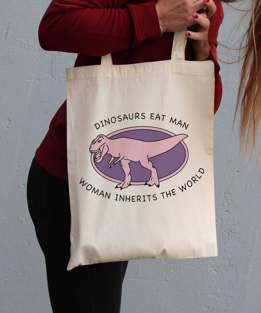 Tote Bag pour Femme Woman Inherits The World de couleur Écru