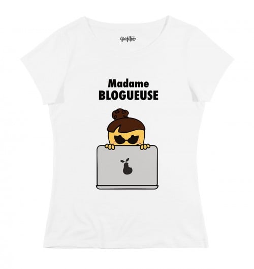 T-shirt pour Femme Madame Blogueuse de couleur Blanc