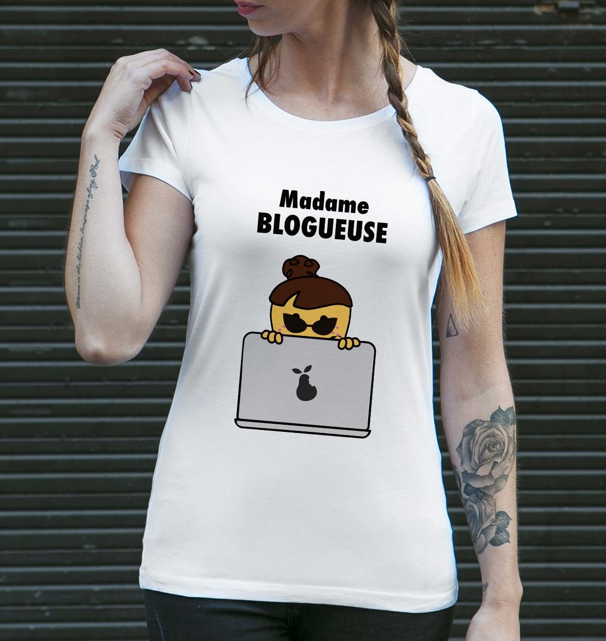 T-shirt Madame Blogueuse de couleur Blanc