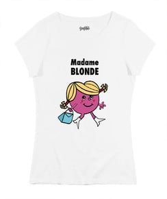T-shirt pour Femme Madame Blonde de couleur Blanc